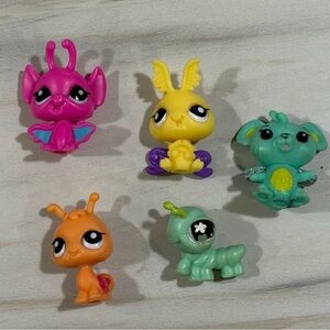 Littlest Pet Shop LPS Bug & Fantasy Animal Lot (5) –Caterpillar Bat Bunny Hasbro